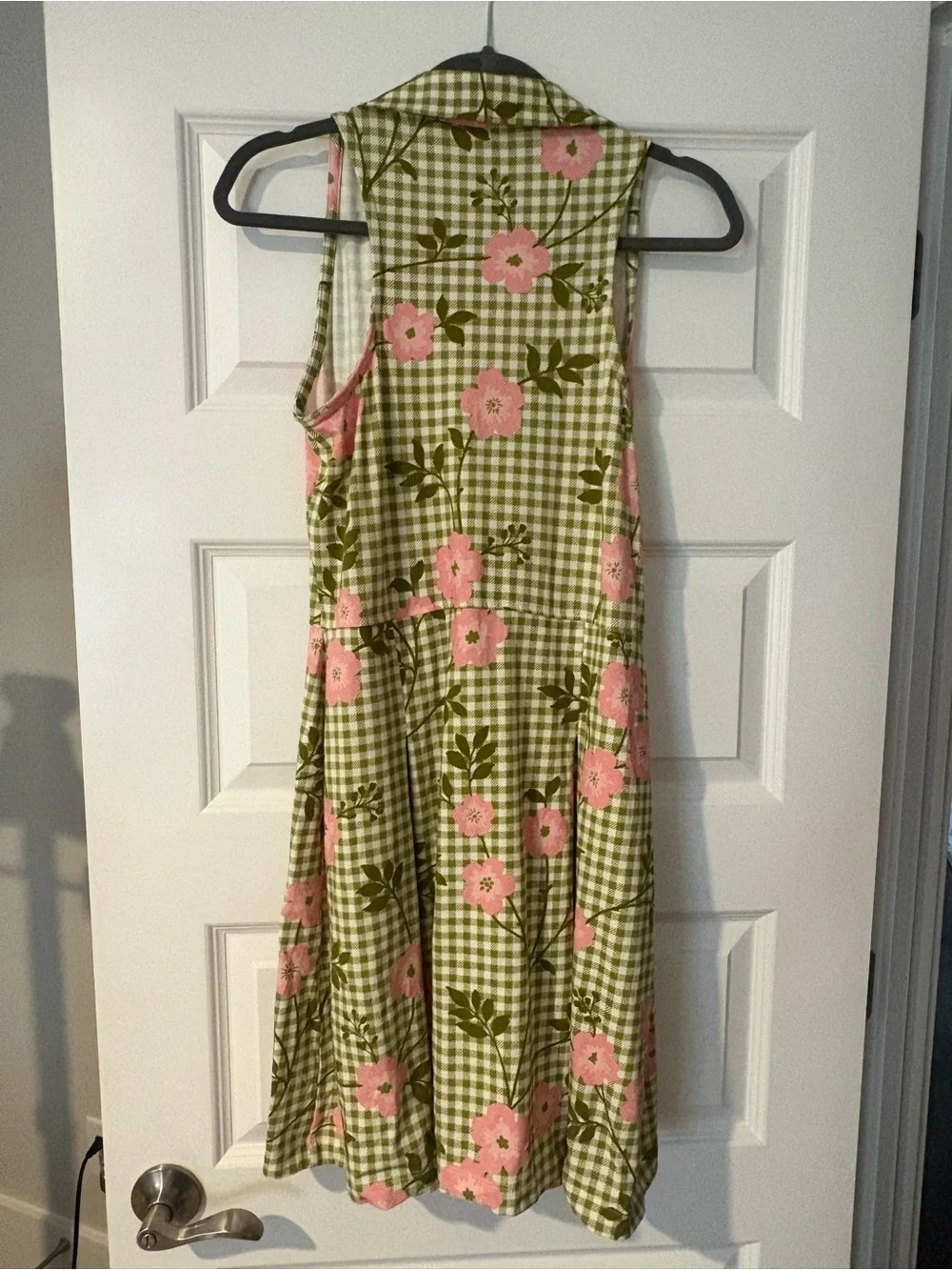Spartina 449 Green Gingham Dress with Pink Floral Print - Picture 5 of 7